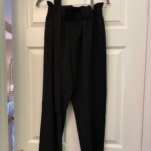 Black tie waist dress pants